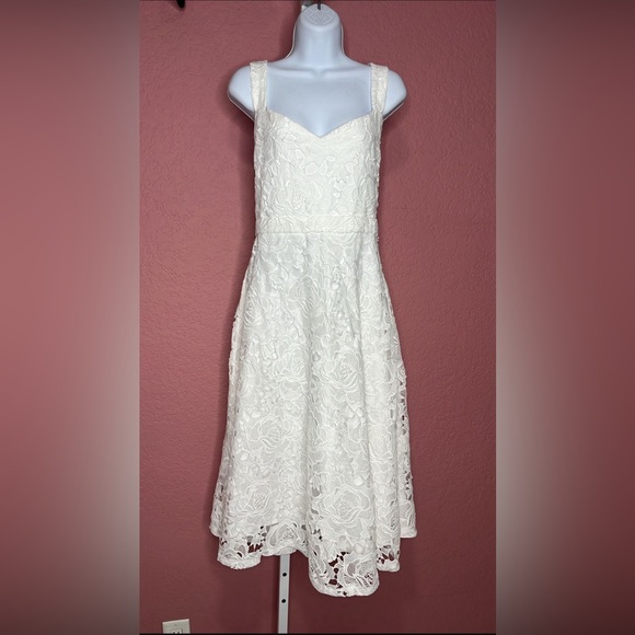 Lulus-Divine Beauty White Lace Midi Dress With Pockets (XL/M) - Picture 6 of 6